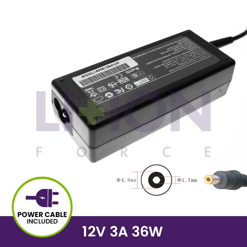 Carregador 12V 3A 36W - 4.8*1.7