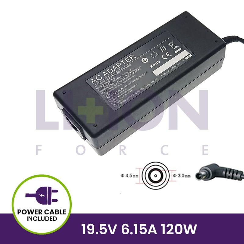 Carregador 19.5V 6.15A 120W - 4.5*3.0 Pin inside