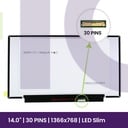 Ecrã LCD AUO 14" WXGA HD 1366x768 - B140XTN07.8           