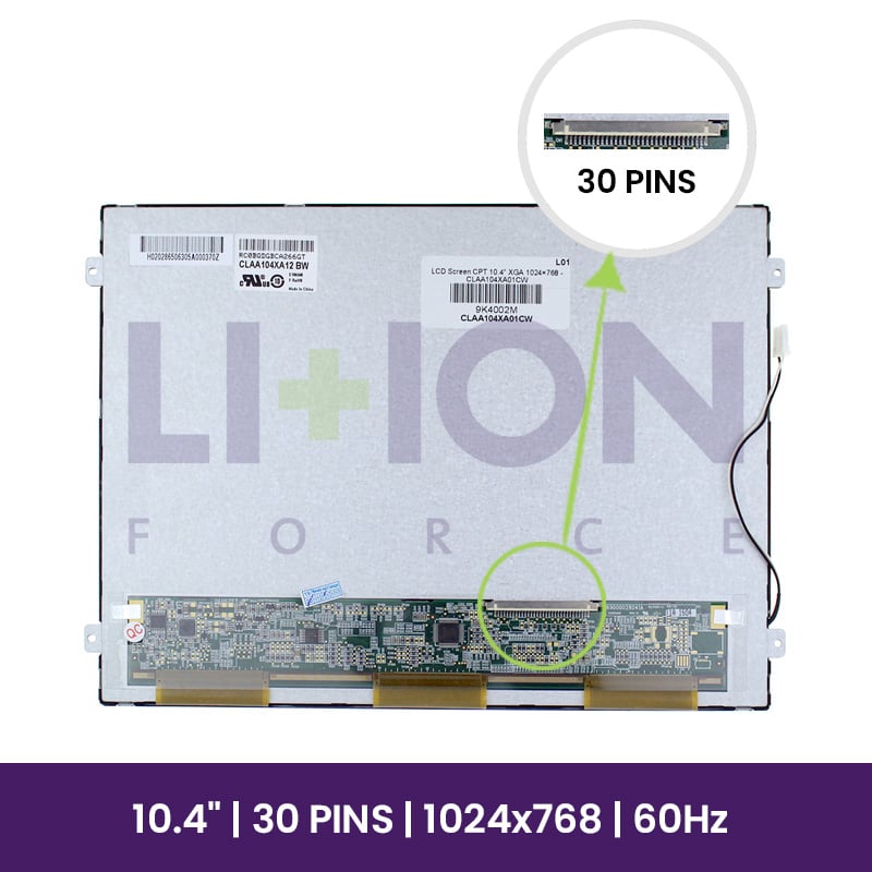 Ecrã LCD CPT 10.4" XGA 1024×768 - CLAA104XA01CW           