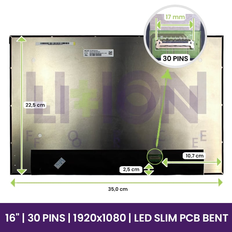 Ecrã LCD BOE 16" FULLHD 1920x1200 - NV160WUM-N45