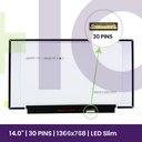 Ecrã LCD AUO 14" WXGA HD 1366x768 - B140XTN07.8           